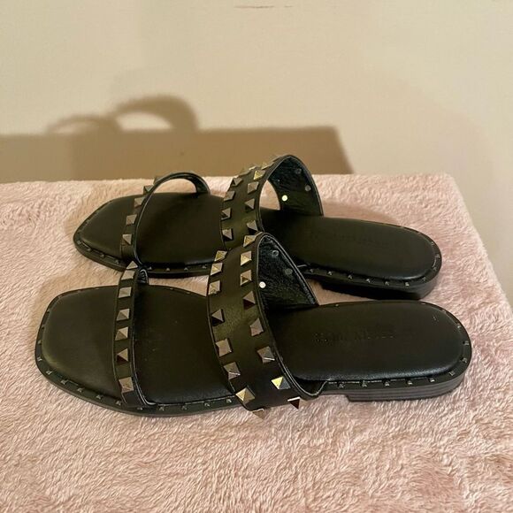 Sincerely Jules Black Studded Slide Sandals sz 9 - Picture 3 of 7